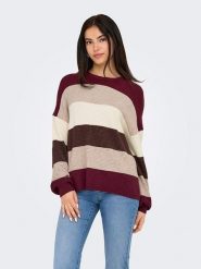 ONLY Sweter w kolorze bordowo-beżowym rozmiar: M. Brązowe swetry klasyczne damskie Only, m, bez kołnierzyka. Za 119.95 zł.