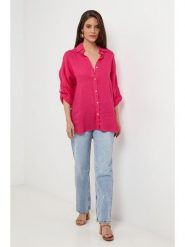 Lin Passion Lniana koszula w kolorze różowym rozmiar: 34/36. Różowe koszule damskie Lin Passion, bez wzorów, z koronki, klasyczne, bez kołnierzyka, bez ramiączek. Za 143.99 zł.