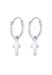 Elli Kobiety Creole Pendant Cross Religia w 925 Sterling Silver Kolczyki 1 ct Damski. Szare kolczyki damskie Elli, srebrne. Za 168.99 zł.