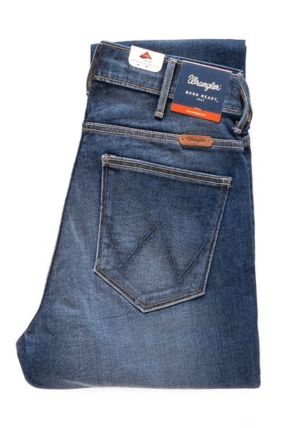 WRANGLER HIGH SKINNY FOZEN BLUE W27HX782Z. Niebieskie rurki damskie Wrangler, bez wzorów, z jeansu, z podwyższonym stanem. W wyprzedaży za 99.99 zł.