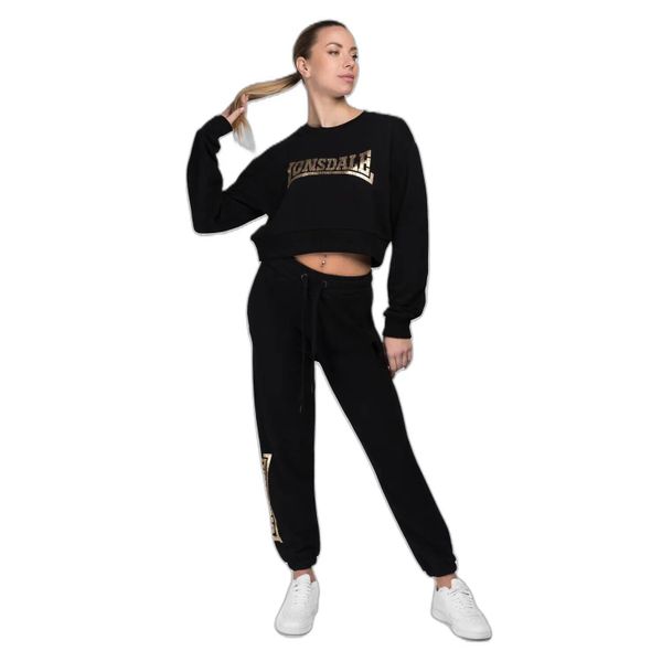 Damska bluza z okrągłym dekoltem Lonsdale Culbokie. Czarne bluzy damskie Lonsdale, xl, bez wzorów, z jeansu, bez kaptura. Za 189.50 zł.