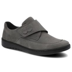 Półbuty damskie Pollonus, naturalna skóra nubuk z regulowanym zapięciem na rzep niska konstrukcja i elastyczna podeszwa, szare, 5-1209-004. Szare półbuty damskie Pollonus, bez wzorów, z nubiku, bez obcasa, bez zapięcia. Za 175.00 zł.