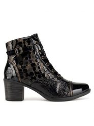 Rieker Trzewiki Y2032-00 Czarny. Czarne botki damskie Rieker, ze skóry, bez obcasa, na słupku, bez zapięcia. Za 307.99 zł.