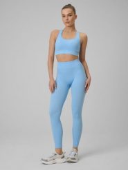 4F Legginsy treningowe bezszwowe damskie - niebieskie XL/XXL. Niebieskie legginsy sportowe damskie 4F, xl, bez wzorów, z dzianiny, z podwyższonym stanem. Za 119.99 zł.