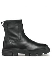 Geox Botki D Vilde D26UAC 043KB C9997 Czarny. Czarne botki damskie Geox, ze skóry, bez obcasa, na płaskiej podeszwie, bez zapięcia. Za 509.99 zł.