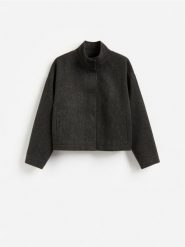 Kurtka ze stójką - ciemnoszary. Szare kurtki damskie Reserved, l, bez wzorów, z tkaniny, bez kaptura. Za 199.99 zł.
