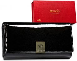 Portfel skórzany Rovicky czarny R-42102-LZD-0059. Czarne portfele damskie ROVICKY, bez wzorów, z lakierowanej skóry. Za 151.99 zł.