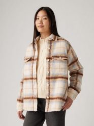 Levi's Kurtka koszulowa w kolorze beżowo-ciemnobrązowo-błękitnym rozmiar: L. Brązowe kurtki damskie Levi's, l, bez wzorów, z wełny, bez kaptura. Za 233.33 zł.