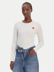 HUGO Sweter Sarpha 50554317 Beżowy Slim Fit. Brązowe swetry klasyczne damskie Hugo, xs, z wiskozy, bez kołnierzyka. Za 609.99 zł.