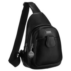 Czarna funkcjonalna saszetka damska z szerokim regulowanym paskiem nerka crossbody eko skóra Peterson. Czarne nerki i saszetki damskie Peterson, bez wzorów, ze skóry ekologicznej. Za 94.99 zł.