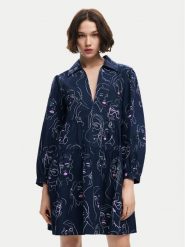 Desigual Sukienka codzienna Louisville 24WWVW66 Granatowy Loose Fit. Niebieskie sukienki damskie Desigual, bez wzorów, z bawełny, bez ramiączek. Za 239.99 zł.