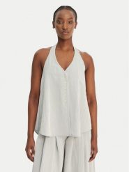 Eleh Bluzka SS260092 Błękitny Relaxed Fit. Niebieskie bluzki damskie Eleh, bez wzorów, z syntetyku, bez kołnierzyka, bez ramiączek. Za 461.99 zł.