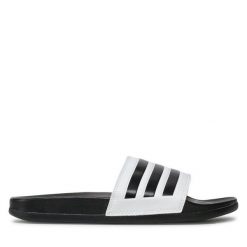 Klapki adidas. Białe klapki damskie Adidas, bez wzorów, bez obcasa, bez zapięcia. Za 129.99 zł.