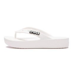 Japonki damskie Crocs Platform Flip. Białe klapki damskie Crocs, bez wzorów, z materiału, bez obcasa, bez zapięcia. Za 149.20 zł.