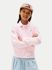 Tommy Hilfiger Kardigan KG0KG08546 Różowy Regular Fit. Czerwone swetry dziewczęce Tommy Hilfiger, bez wzorów, z bawełny, bez kołnierzyka, bez ramiączek. Za 339.99 zł.