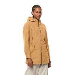 Kurtka przeciwdeszczowa damska Jack Wolfskin Dakar Parka. Żółte kurtki sportowe damskie Jack Wolfskin, na lato, l, bez wzorów, z materiału, bez kaptura. Za 409.99 zł.