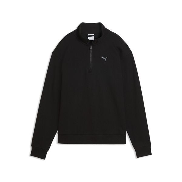 Damska bluza Essentials Elevated Standard z krótkim zamkiem PUMA. Czarne bluzy damskie Puma, na jesień, xl, bez wzorów, z bawełny, bez kaptura. Za 219.00 zł.