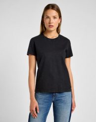 DAMSKA KOSZULKA LEE PERFECT TEE UNIONALL BLACK 112355164. Czarne bluzki damskie Lee, xs, bez wzorów, bez kołnierzyka, bez ramiączek. Za 79.99 zł.