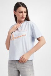 T-shirt damski EMPORIO ARMANI. T-shirty damskie Emporio Armani, s, bez wzorów, bez kołnierzyka. W wyprzedaży za 440.22 zł.