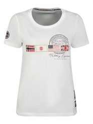 Geographical Norway Koszulka "Jorama" w kolorze białym rozmiar: M. Białe bluzki damskie Geographical Norway, m, bez wzorów, z bawełny, bez kołnierzyka, bez ramiączek. Za 57.06 zł.