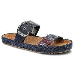 Granatowe Klapki Big Star Modne Buty Na Lato. Niebieskie klapki damskie Big Star, bez wzorów, ze skóry ekologicznej, bez obcasa, bez zapięcia. Za 109.00 zł.