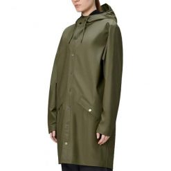Kurtka RAINS LONG JACKET W3 Zielony. Zielone kurtki damskie Rains, bez wzorów, z syntetyku, bez kaptura. Za 448.32 zł.