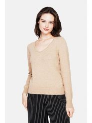 ASSUILI Sweter w kolorze jasnobrązowym rozmiar: 40. Brązowe swetry klasyczne damskie Assuili, bez kołnierzyka. Za 113.99 zł.