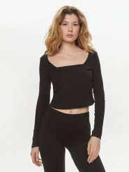 Brave Soul Bluzka LLT-618NYLO Czarny Straight Fit. Czarne bluzki damskie Brave Soul, l, bez wzorów, z syntetyku, bez kołnierzyka, bez ramiączek. W wyprzedaży za 19.99 zł.