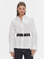 Hugo Koszula Etena 50506904 Biały Regular Fit. Białe koszule damskie Hugo, bez wzorów, z bawełny, bez kołnierzyka, bez ramiączek. Za 599.00 zł.