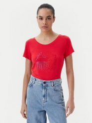 Liu Jo Beachwear T-Shirt VA5157 JS360 Czerwony Regular Fit. Czerwone t-shirty damskie Liu Jo Beachwear, xl, bez wzorów, z wiskozy, bez kołnierzyka. Za 249.99 zł.