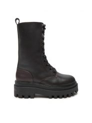 Calvin Klein Jeans Sztyblety Flatform Lace Up Boot Mg Lth YW0YW01544 Brązowy. Brązowe botki damskie Calvin Klein Jeans, z jeansu, bez obcasa, na płaskiej podeszwie, bez zapięcia. Za 719.99 zł.