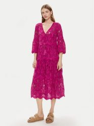 Luisa Spagnoli Sukienka letnia Pigna 540712 Różowy Regular Fit. Czerwone sukienki damskie Luisa Spagnoli, bez wzorów, z bawełny, bez ramiączek. Za 1,979.00 zł.