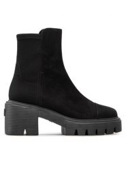 Stuart Weitzman Botki Soho Bootie SC723 Czarny. Czarne botki damskie Stuart Weitzman, z materiału, bez obcasa, na słupku, bez zapięcia. Za 3,249.00 zł.