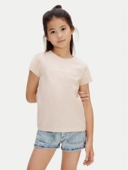 Calvin Klein Jeans T-Shirt LVCKSJA17G Różowy Regular Fit. Czerwone koszulki i t-shirty dziewczęce Calvin Klein Jeans, bez wzorów, z bawełny, bez kołnierzyka, bez ramiączek. Za 109.99 zł.