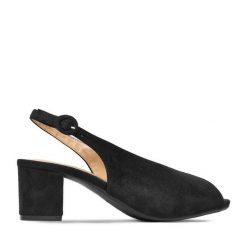 Sandały JENNY. Czarne sandały damskie Jenny, bez wzorów, bez obcasa, na słupku, bez zapięcia. Za 99.99 zł.