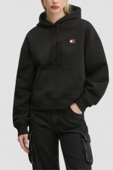 TOMMY JEANS Czarna damska bluza. Czarne bluzy damskie Tommy Jeans, s, bez wzorów, z jeansu, z kapturem. W wyprzedaży za 284.99 zł.
