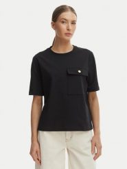 Tommy Hilfiger T-Shirt WW0WW49249 Czarny Relaxed Fit. Czarne t-shirty damskie Tommy Hilfiger, xl, bez wzorów, z bawełny, bez kołnierzyka. Za 289.99 zł.