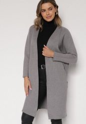 Szary Klasyczny Niezapinany Kardigan Elitusa. Szare kardigany damskie Born2be, uniwersalny, bez wzorów, z jeansu. Za 119.99 zł.