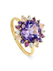 OR Carats Złoty pierścionek z kamieniami szlachetnymi rozmiar: 52. Różowe pierścionki damskie OR Carats, z ametystem, złote. Za 1,227.06 zł.