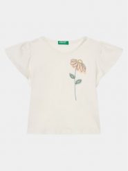 United Colors Of Benetton T-Shirt 3096G10DY Écru Regular Fit. Koszulki i t-shirty dziewczęce United Colors Of Benetton, bez wzorów, z bawełny, bez kołnierzyka, bez ramiączek. Za 39.99 zł.
