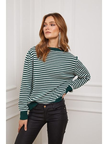 So Cachemire Sweter "Astrobal" w kolorze ciemnozielono-białym rozmiar: S. Zielone swetry klasyczne damskie So Cachemire, s, z kaszmiru, bez kołnierzyka. Za 222.94 zł.