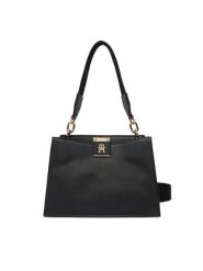 Tommy Hilfiger Torebka Th Her Med Satchel AW0AW17722 Czarny. Czarne torebki klasyczne damskie Tommy Hilfiger, ze skóry, bez dodatków. Za 399.99 zł.