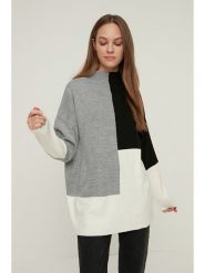 Trendyol Sweter w kolorze szaro-czarno-białym rozmiar: XXL. Szare swetry klasyczne damskie Trendyol, xxl, bez kołnierzyka. Za 70.24 zł.