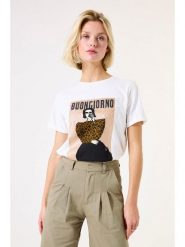 Garcia Koszulka w kolorze białym rozmiar: M. Białe bluzki damskie Garcia, m, bez wzorów, z bawełny, bez kołnierzyka, bez ramiączek. Za 56.99 zł.