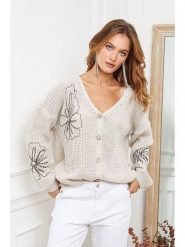 Joséfine Kardigan "Beegees" w kolorze beżowym rozmiar: S. Brązowe kardigany damskie Joséfine, s, bez wzorów, ze splotem. Za 139.87 zł.