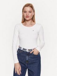 Tommy Hilfiger Bluzka WW0WW38869 Biały Slim Fit. Białe bluzki damskie Tommy Hilfiger, xl, bez wzorów, z wiskozy, bez kołnierzyka, bez ramiączek. W wyprzedaży za 179.99 zł.
