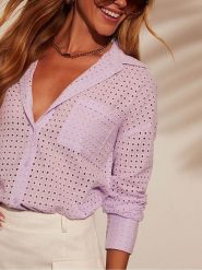 LA Angels Koszula w kolorze fioletowym rozmiar: M. Różowe koszule damskie LA Angels, m, bez wzorów, z bawełny, bez kołnierzyka, bez ramiączek. Za 126.45 zł.