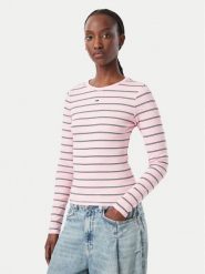 Tommy Jeans Bluzka Essential DW0DW17387 Różowy jasny Slim Fit. Czerwone bluzki damskie Tommy Jeans, l, bez wzorów, z bawełny, bez kołnierzyka, bez ramiączek. Za 199.99 zł.