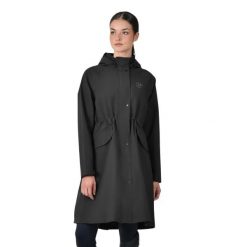 Długa kurtka przeciwdeszczowa dla kobiet do jazdy konnej Dublin. Czarne kurtki damskie DUBLIN, bez wzorów, bez kaptura. Za 628.50 zł.