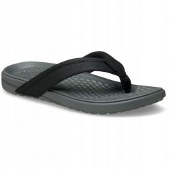 Japonki Dla Dorosłych Crocs Yukon Vista II LR Flip. Czarne klapki damskie Crocs, bez wzorów, z materiału, bez obcasa, bez zapięcia. Za 239.99 zł.